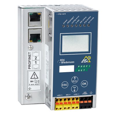 Bihl+Wiedemann BWU3972 24 Volt ASi-5/ASi-3 PROFINET Gateway in Stainless Steel, 1 ASi-5/ASi-3 master