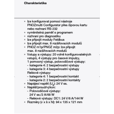 PILZ 773100 PNOZ m1p base unit - Charakteristika