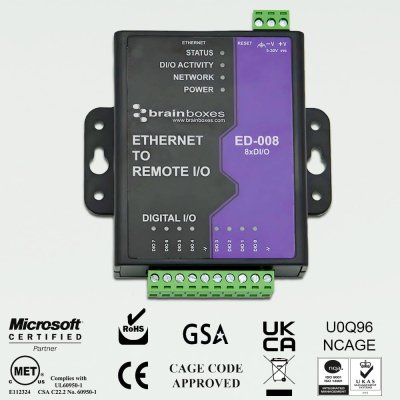Brainboxes ED-008 Ethernet to 8 Digital IO Ports