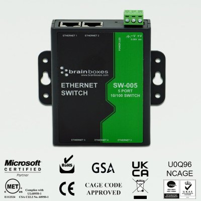 Brainboxes SW-005 10/100MBps Ethernet 5 Port Switch